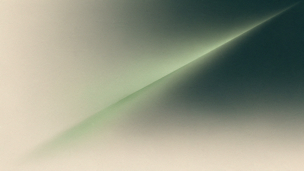 An abstract bone-to-teal field tilted into one long, gentle, continuous incline, a soft matcha gradient rising without a single step or edge.