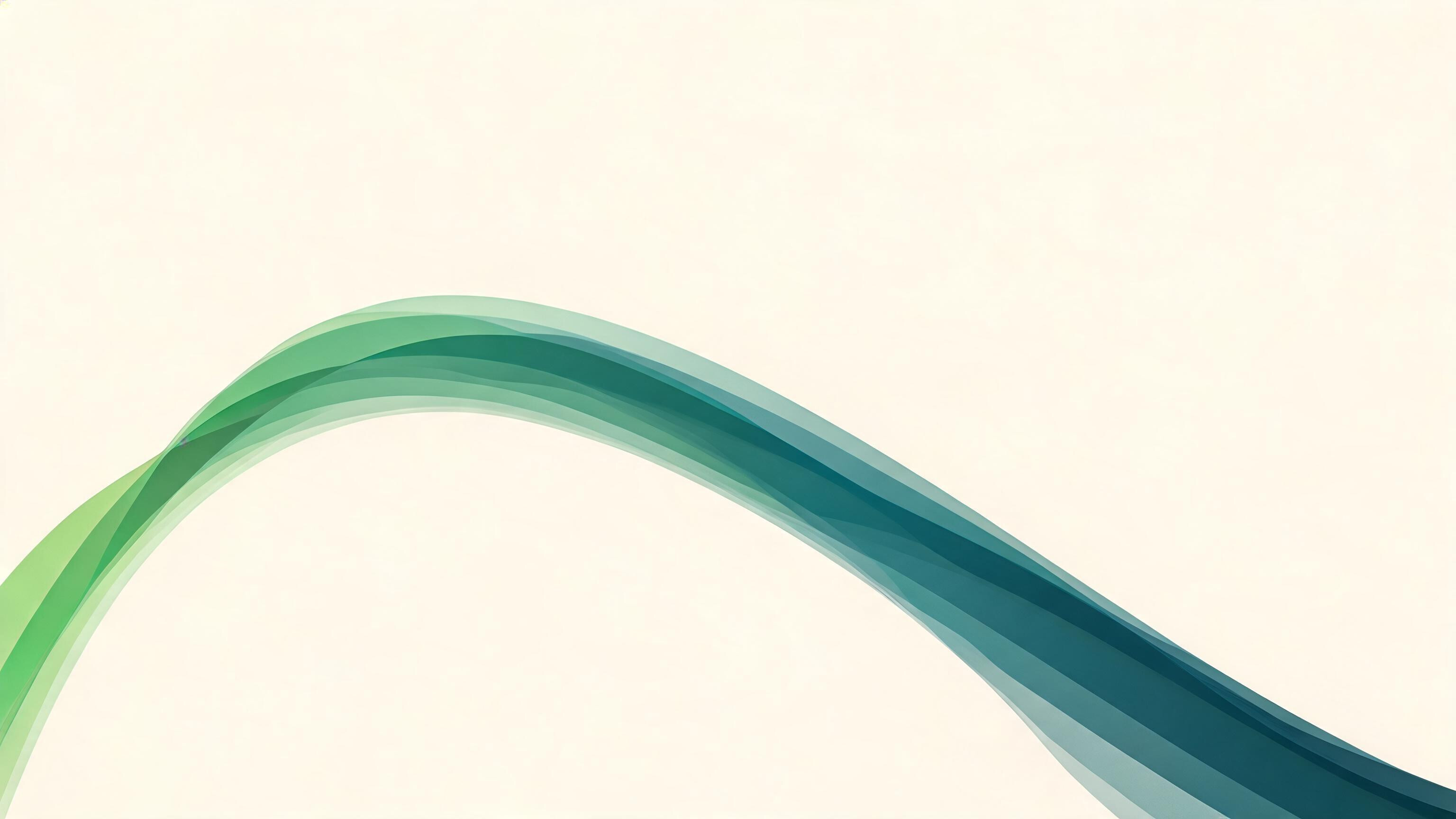 Layered translucent strata on a bone-colored field: a bright matcha morning rise climbing to a soft peak, then a long smooth descent cooling into deep teal toward night.