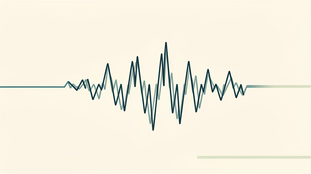 A calm level line breaks into a wide, jagged zigzag swinging sharply up and down, then settles into a low, steady flat line: estradiol swinging more erratically than ever in perimenopause before it finally falls and holds low after menopause.