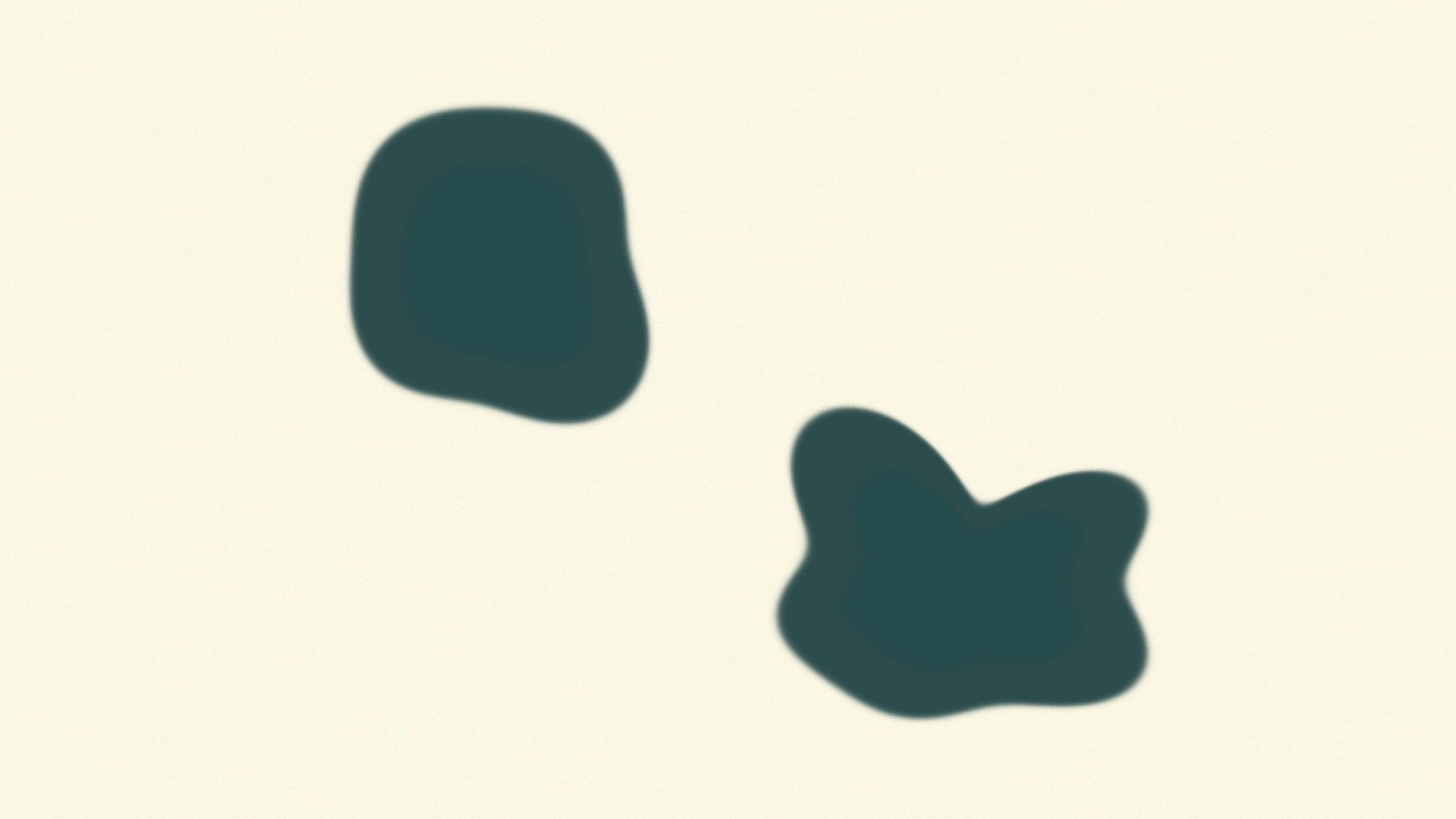 Two large soft teal forms of the same family, well separated on a warm bone field and set at different heights, one of them slightly more open and extended than the other, an abstract image of one joint's reach shown in two temporary states rather than two different tissues.