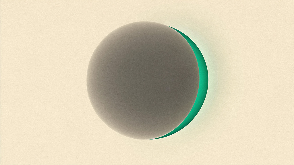 A large circle shown almost entirely shaded in dim gray, with only a thin bright crescent left glowing at its edge: the small free fraction of testosterone that stays active against the much larger bound majority the body cannot yet use.