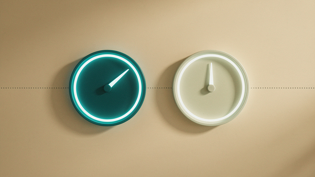 A single dial turning up brighter and brighter while a paired dial across from it barely responds: a control signal rising as the system it is trying to reach answers back less.