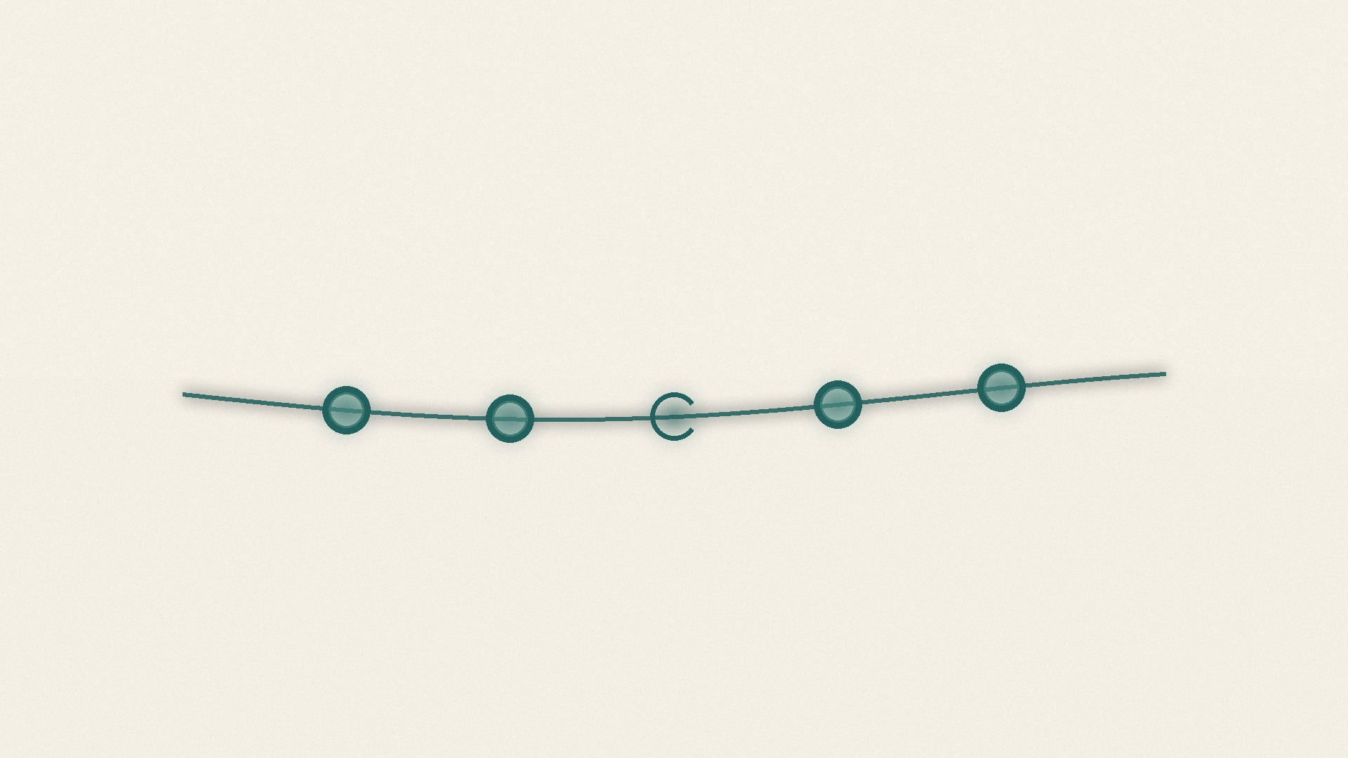 A single line travels through a row of five checkpoints, four closed into solid rings and one left open with a visible gap, the line passing through the open one exactly as it does the closed ones: a step in a required process being skipped without stopping anything else from proceeding.