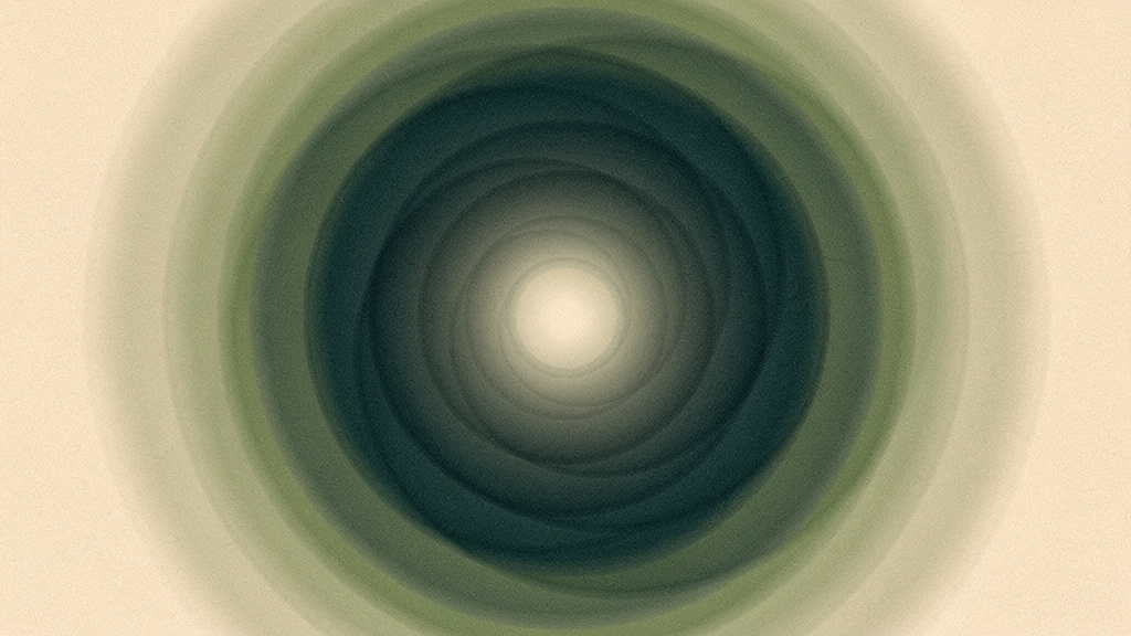 The signal arriving. Light diffusing inward, the way the eye passes it to the clock.