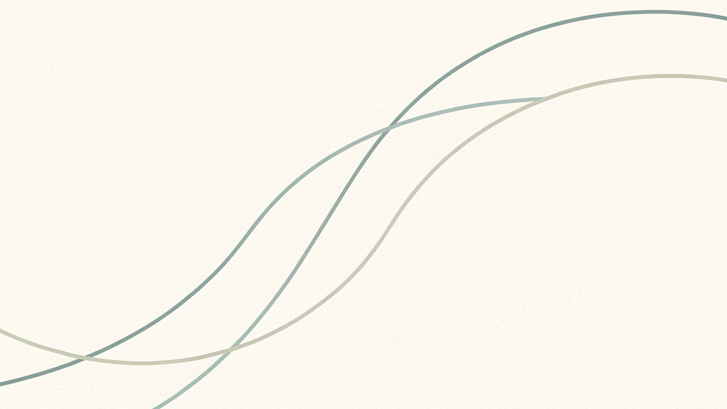 Two slender curves rising side by side across a pale field, almost perfectly overlapping so the two paths are nearly indistinguishable, drawn in muted teal and soft sage. In the largest trials, the multivitamin and placebo groups tracked so closely that their outcome curves nearly overlap.