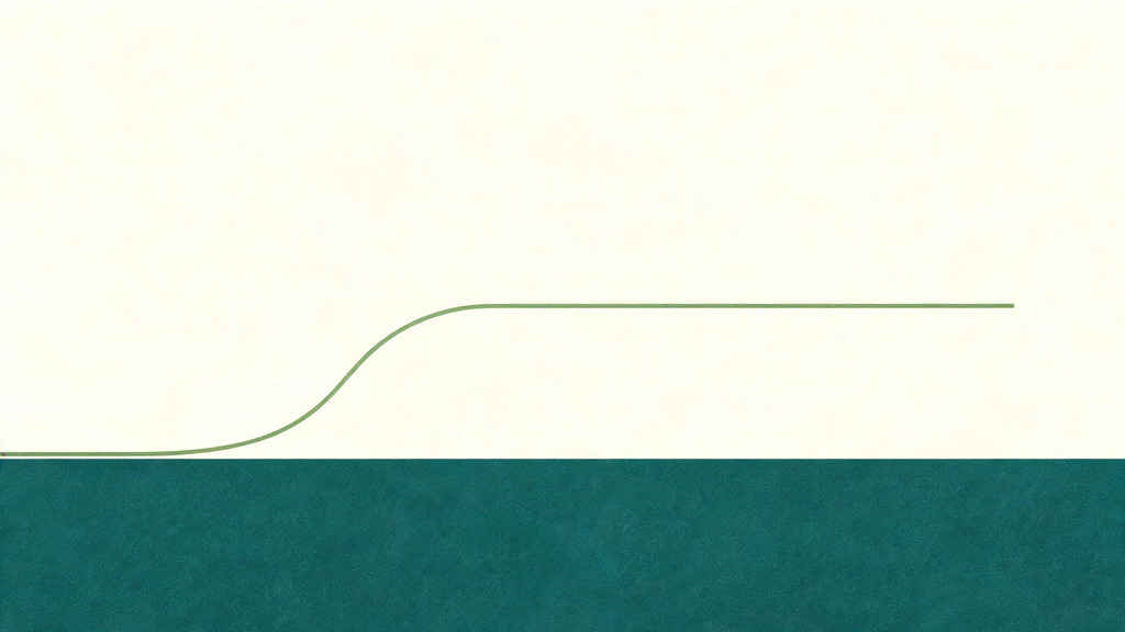 A smooth matcha curve rising across a bone field and then flattening well before the far edge, benefit leveling off below the famous number.