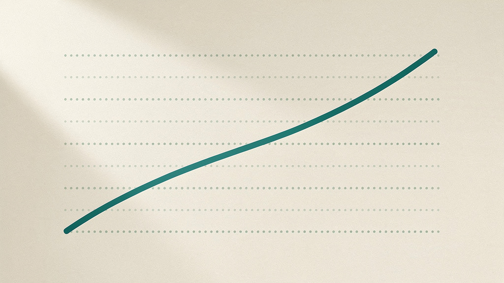 A single line climbs steadily upward while crossing several dotted horizontal marks set at different heights: PSA's rising trend passing through multiple different age-based cutoffs rather than one fixed normal line.