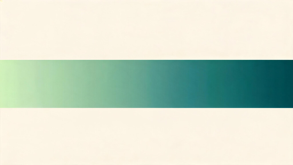 A wide pale bone band washed in a soft gradient from matcha green into deep teal at one cooler corner, an abstract field suggesting a broad range with a quieter, better end.