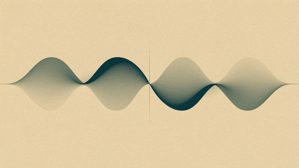 A teal weekday rhythm and a matcha weekend rhythm drift out of phase across a bone field, the gap between their two midpoints marked as the quiet cost of a clock that keeps moving.