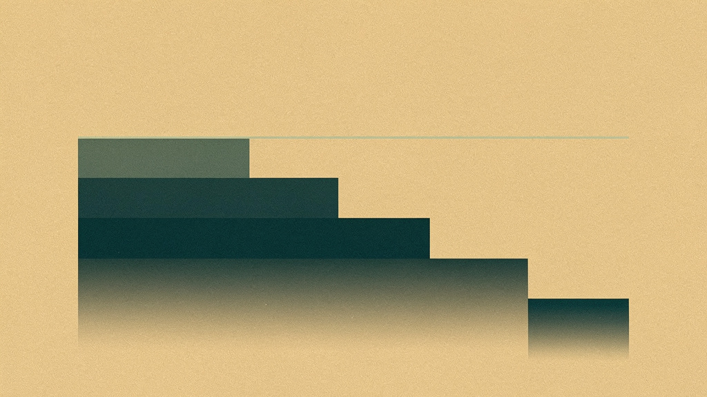 Five weekday drawdowns pull a teal reserve steadily below a faint matcha line on a bone field, while a single weekend rise lifts it partway back but never quite reaches the mark.