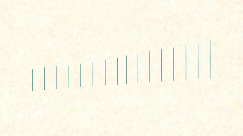 A warm bone field crossed by a row of short vertical marks in desaturated teal that step gently upward from left to right, uneven in height but trending consistently higher, evoking a steady daily climb rather than one tall spike. Abstract and editorial. A trend that drifts upward day after day matters more than one heroic total; direction beats the perfect number.