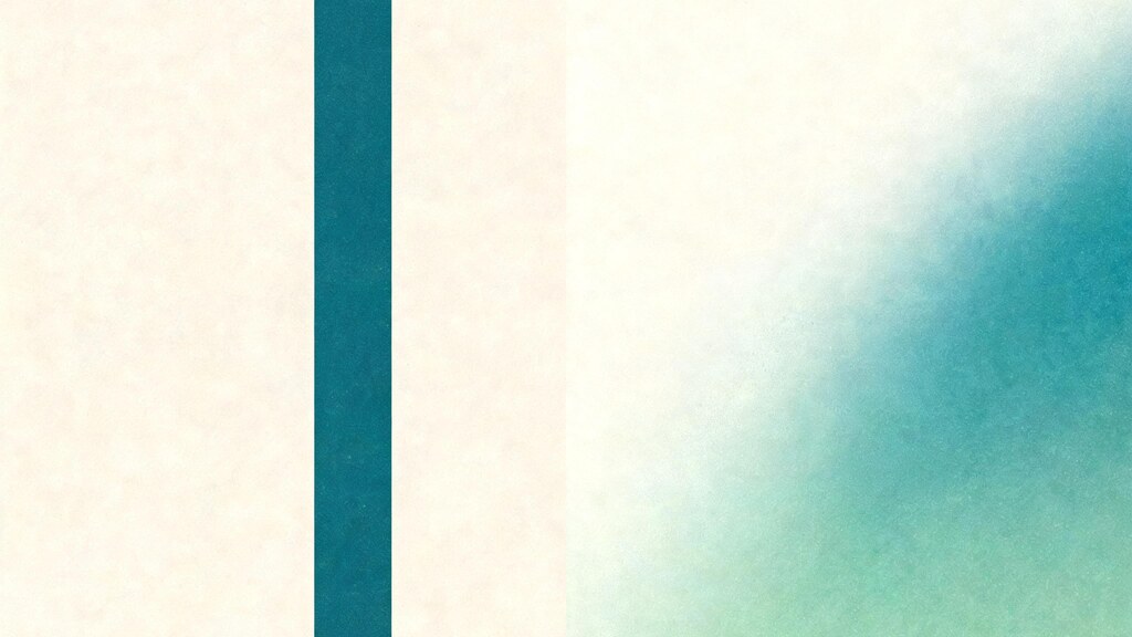 A warm bone field divided into two quiet zones. On the left a single rigid vertical bar of cool teal stands alone and unchanged. On the right a soft sage-into-teal wash rises and gathers warmth, lower and more settled. An abstract contrast between a held position that does not move the needle and active preparation that does. The held stretch leaves risk roughly where it was; the active warm-up is what tracks with fewer injuries.