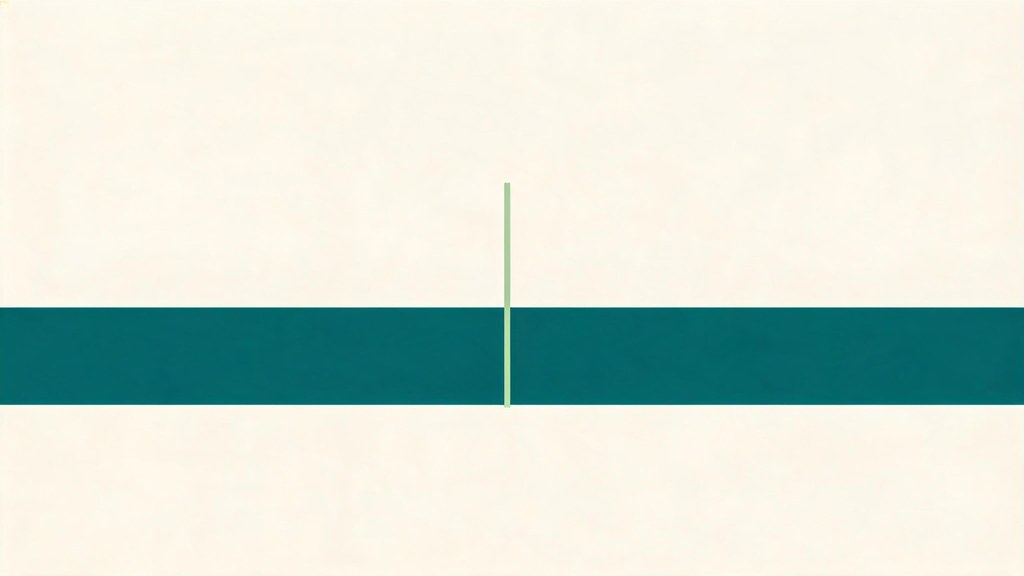 A single sharp, bright matcha signal rising vertically out of a still, cold field of teal on a bone ground, an abstract image of the quick spike of alertness that follows the first shock of cold.