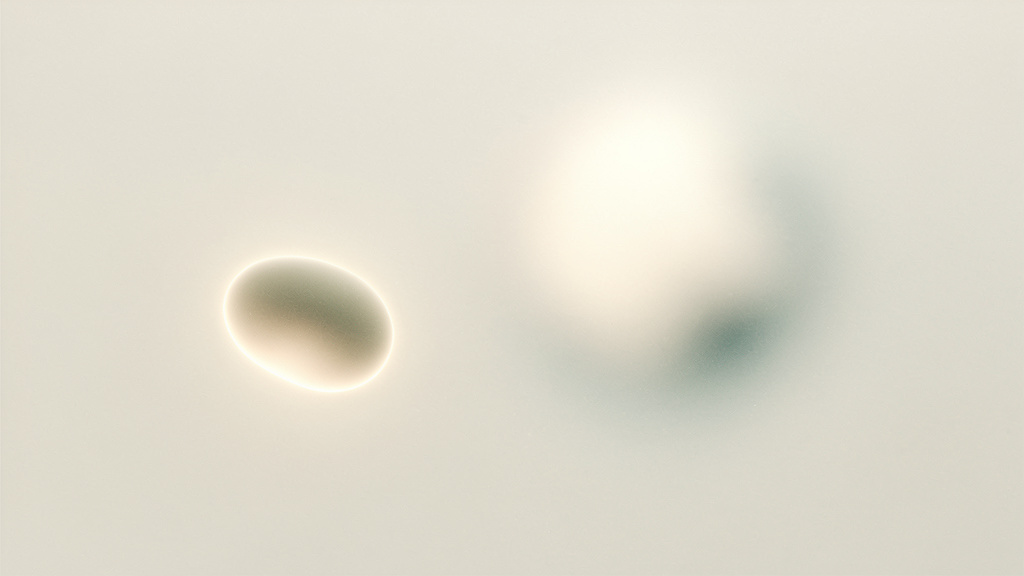 On the left a small steady warm glow, on the right a larger flare of light washed pale and featureless, a quiet study in more not being better.
