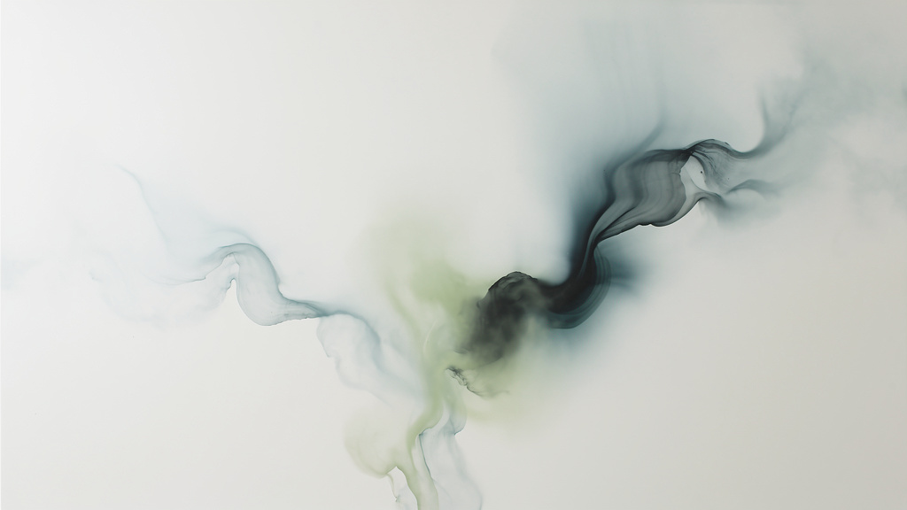 Minimal abstract image of soft teal and matcha currents rising and dispersing through generous bone-white negative space, evoking breath and aerobic capacity.